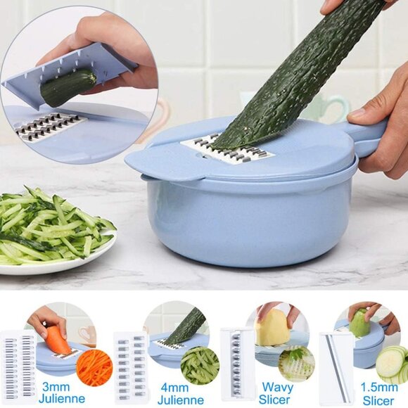 8 In 1 Mandolin Slicer Vegetable Slicer Potato Peeler Carrot Onion Grater With - Picture 3 of 11